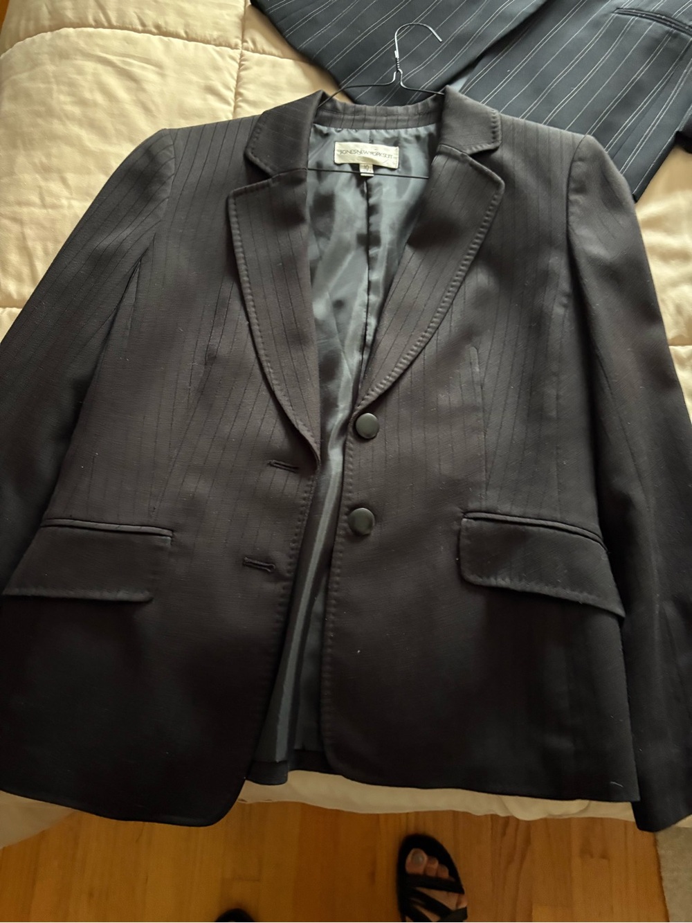 Jones New York Black Pinstripe Women's Suit Jacket